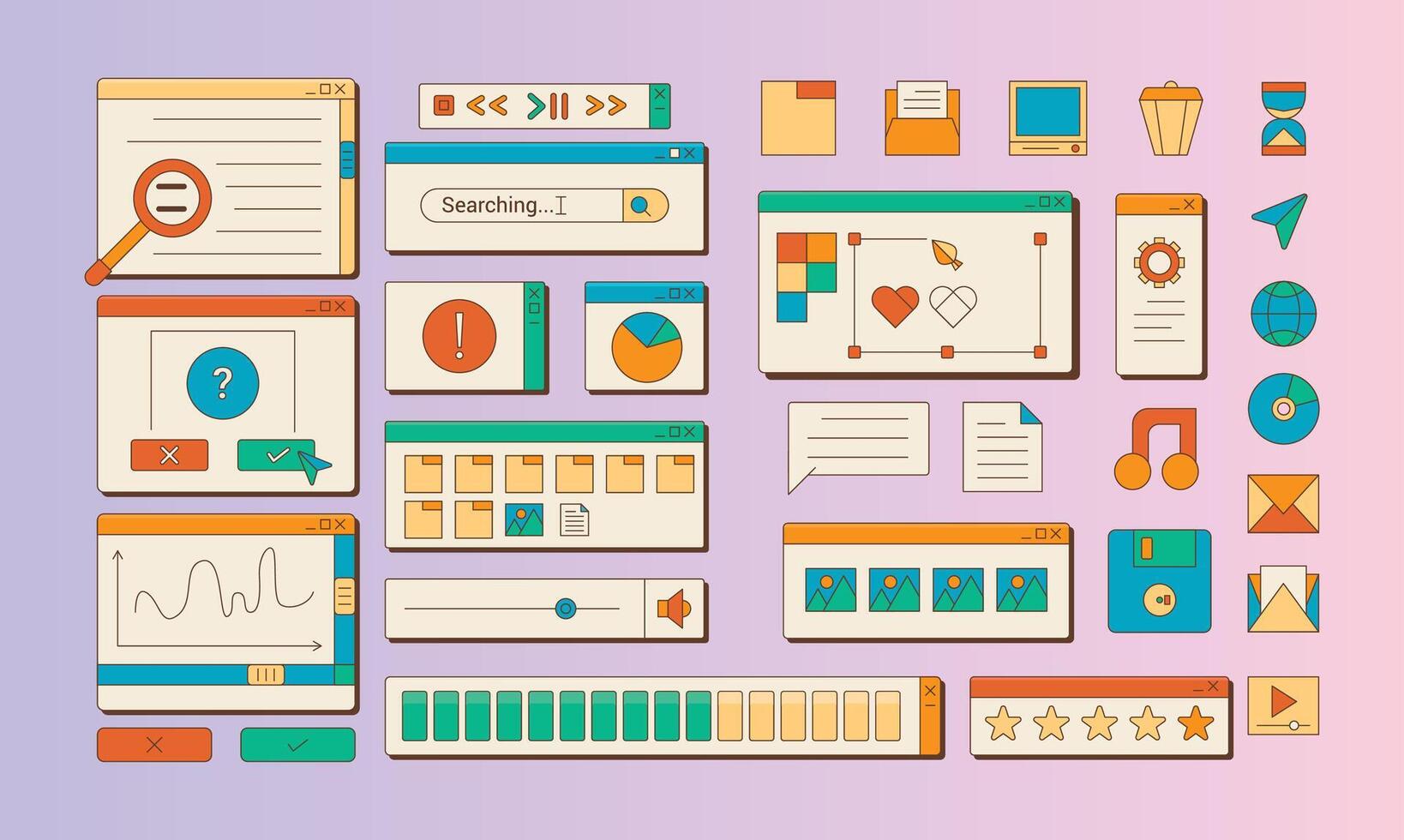 Eyecatching and colorful UI elements for contemporary web and application design projects vector
