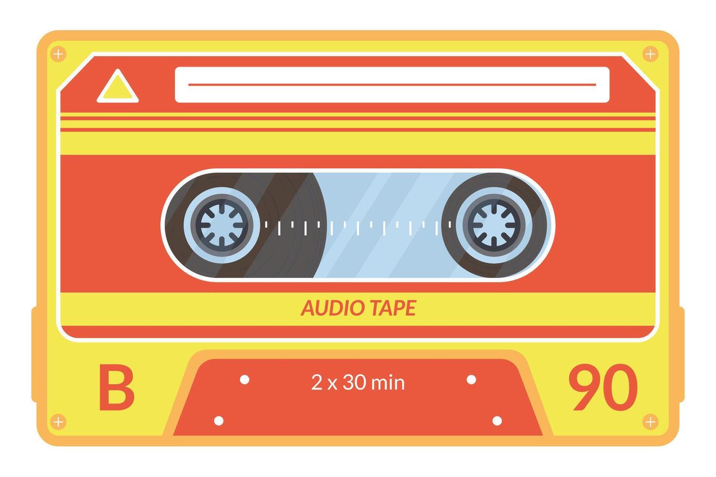 Vintage tape cassette. Retro mixtape, 1980s pop songs tapes and stereo music cassettes. 90s hifi disco dance audiocassette, analogue player record cassette. Isolated symbols vector
