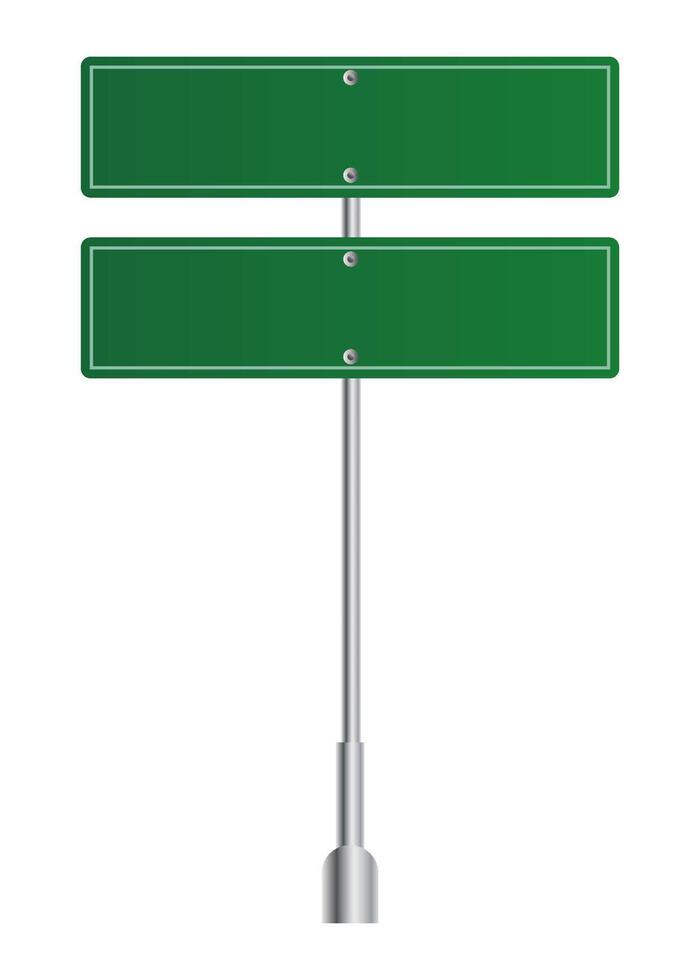 Green traffic sign. Road board text panel, mockup signage direction highway city signpost location street arrow way vector