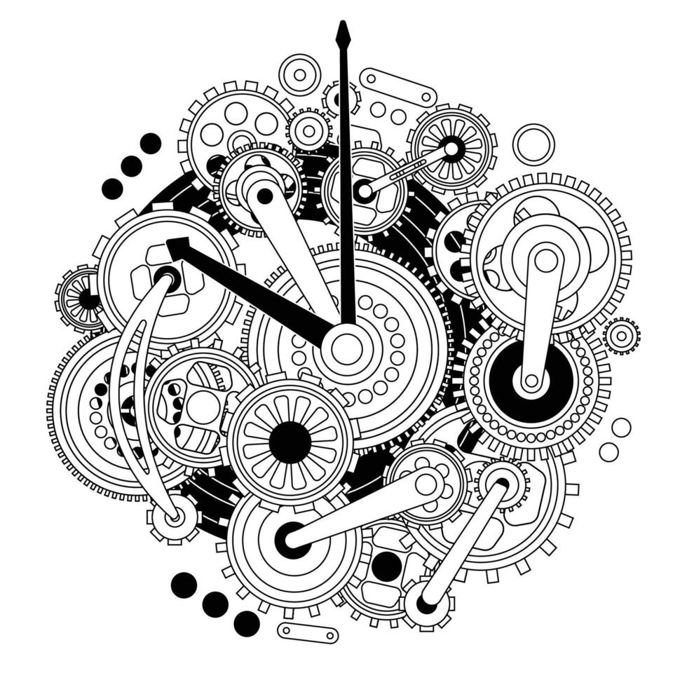 An Intricate Clockwork Design that Features Numerous Gears and Complex Mechanisms within it vector