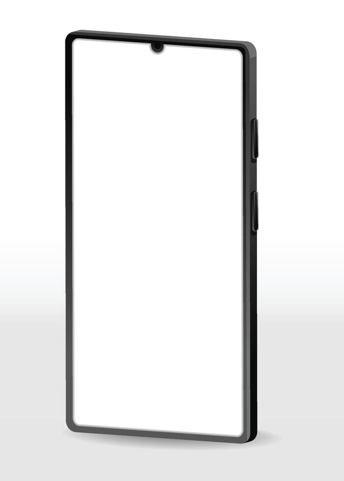 Realistic smartphone mockup. Mobile phone with isolated on white background. Device front view. 3D mobile phone with shadow. Realistic, high quality smart phone mockup for ui ux presentation. vector
