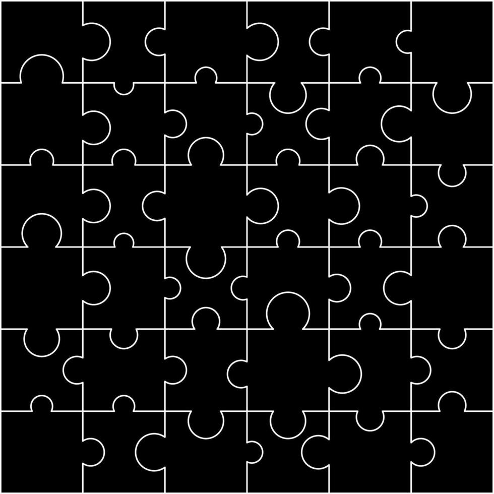 Puzzle pieces square. Puzzle game template with right angles, rounded. vector