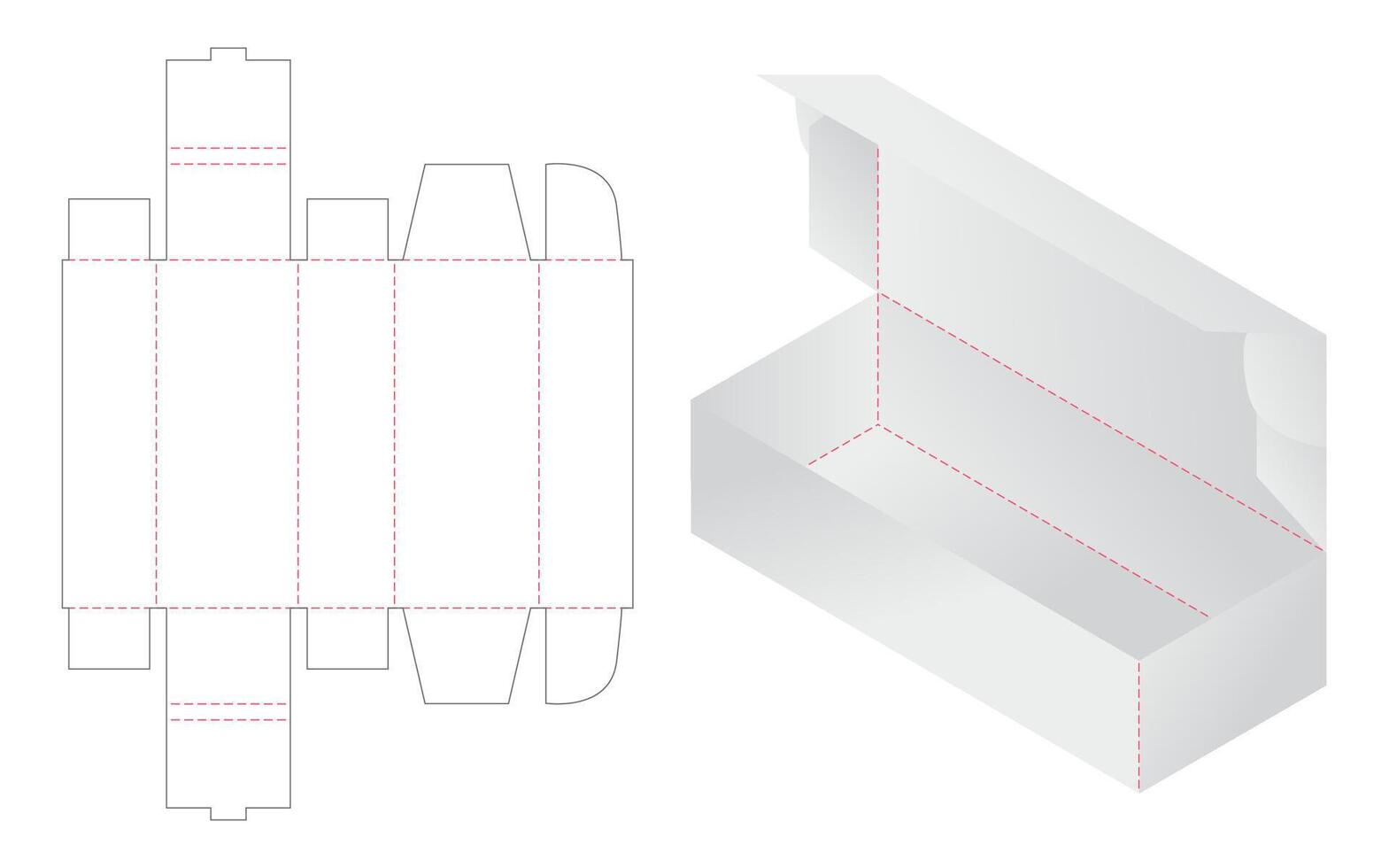 Box packaging die cut template design. 3d mock-up vector