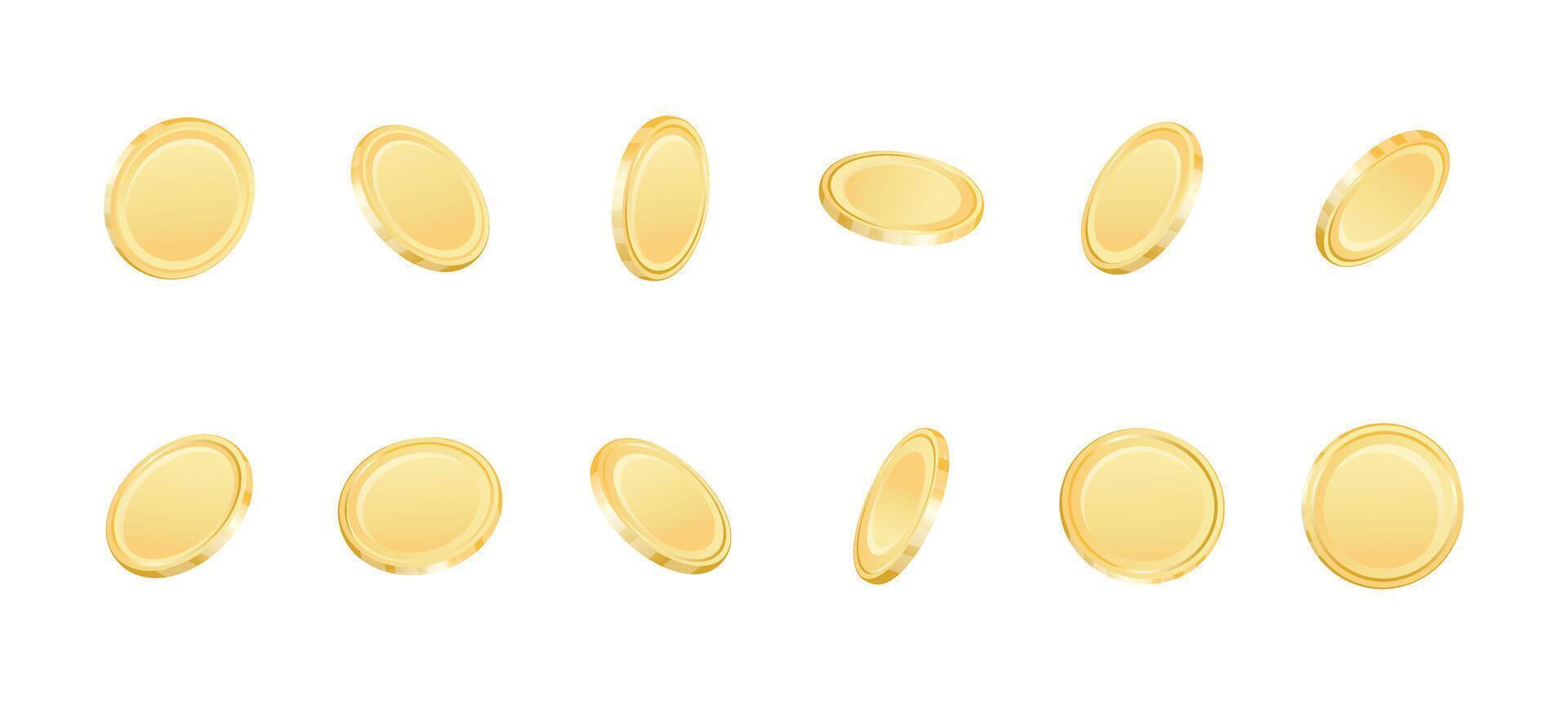 Golden Coins Collection featuring captivating Flat Design Illustrations vector