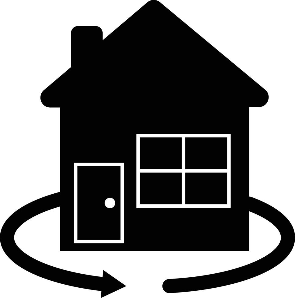 House with rotation arrow icon. 360 Degree House sign for virtual real estate tours. 360 degree full view concept design. flat style. vector