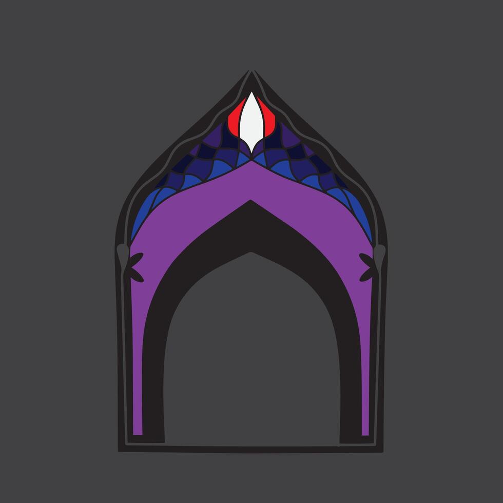 mosque gate with floral motif illustration vector