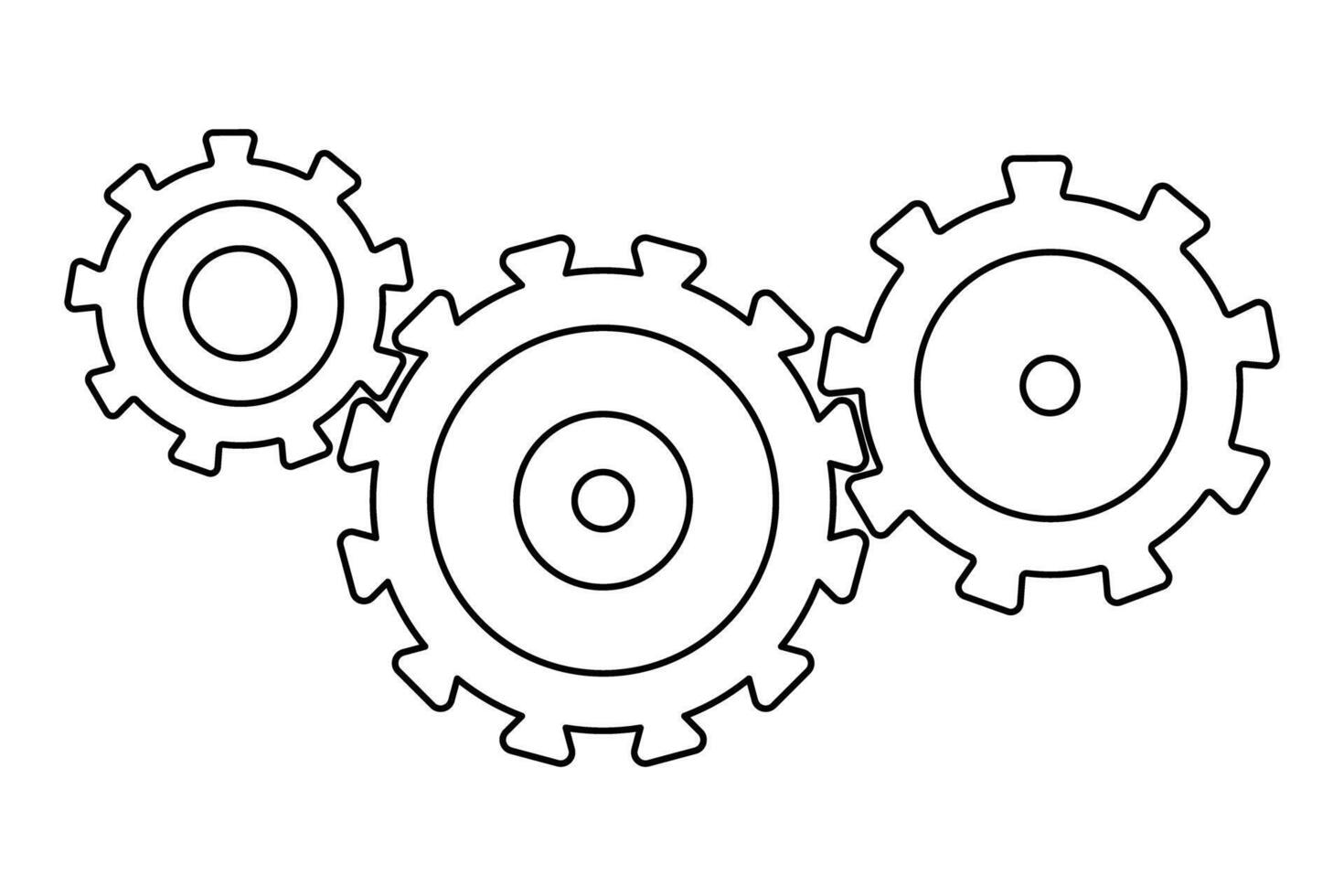 Group of cogwheels outline icon symbol working together symbolizing teamwork vector
