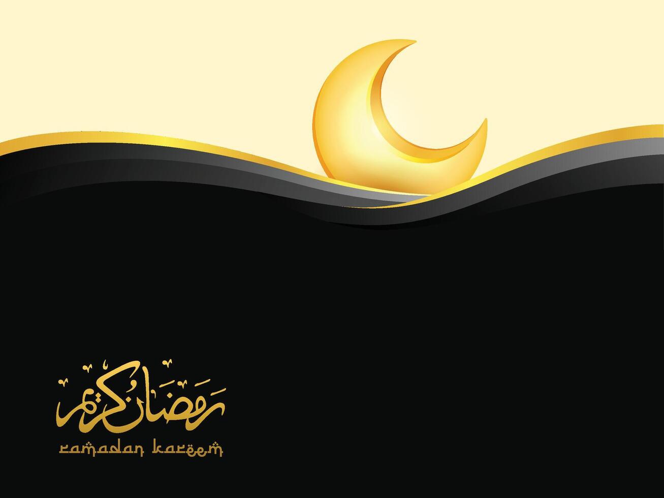 Islamic Festival Ramadan Kareem Greeting with Golden Crescent Moon vector