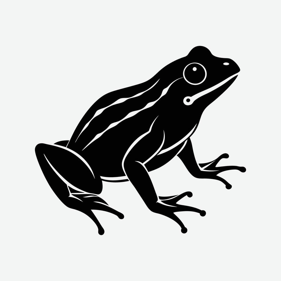 a black and white illustration of a frog vector