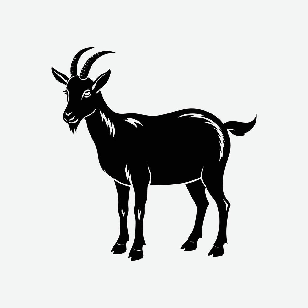 A beautiful goat animal silhouette on white background. vector