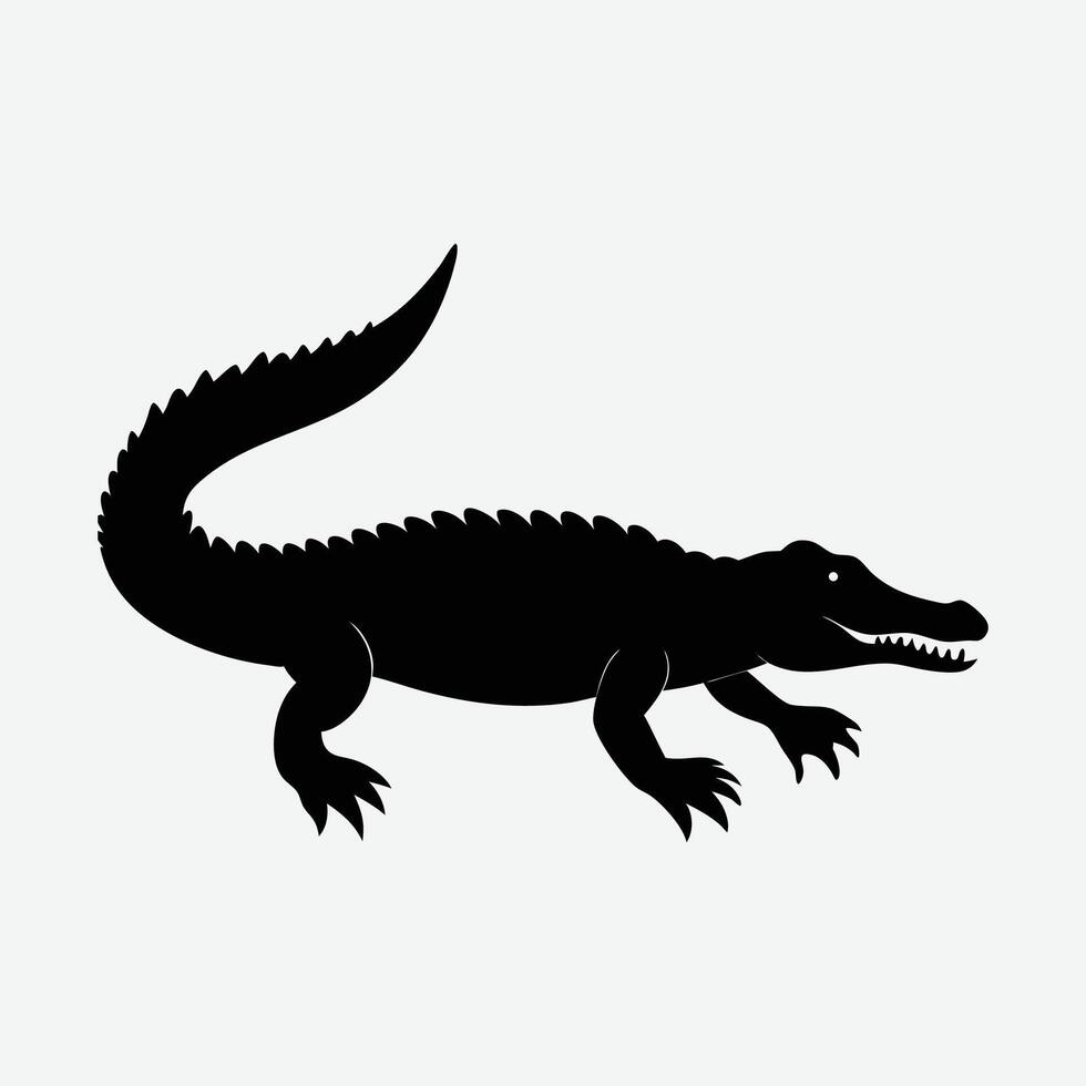 a silhouette of an alligator on a white background vector