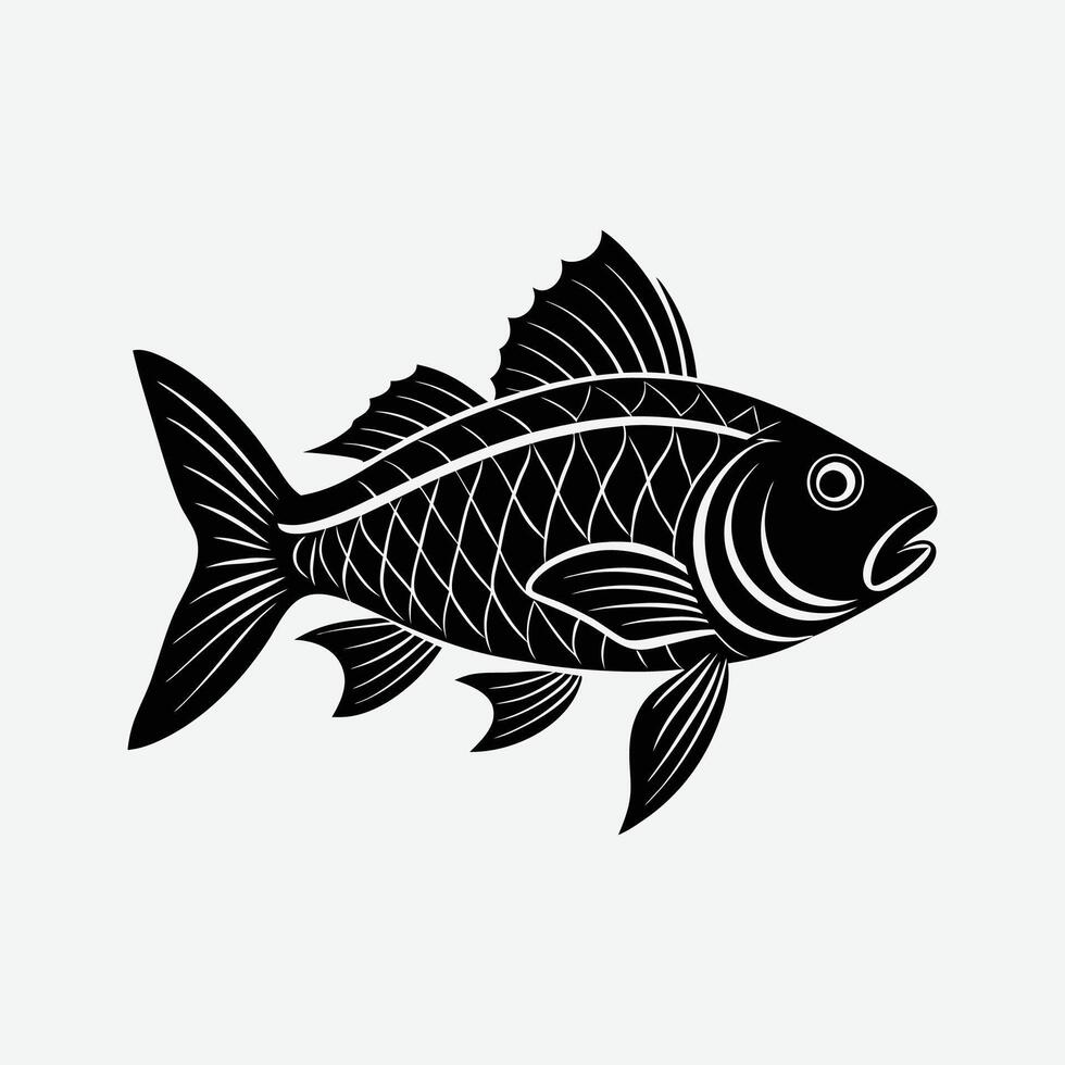 a fish silhouette on a white background vector