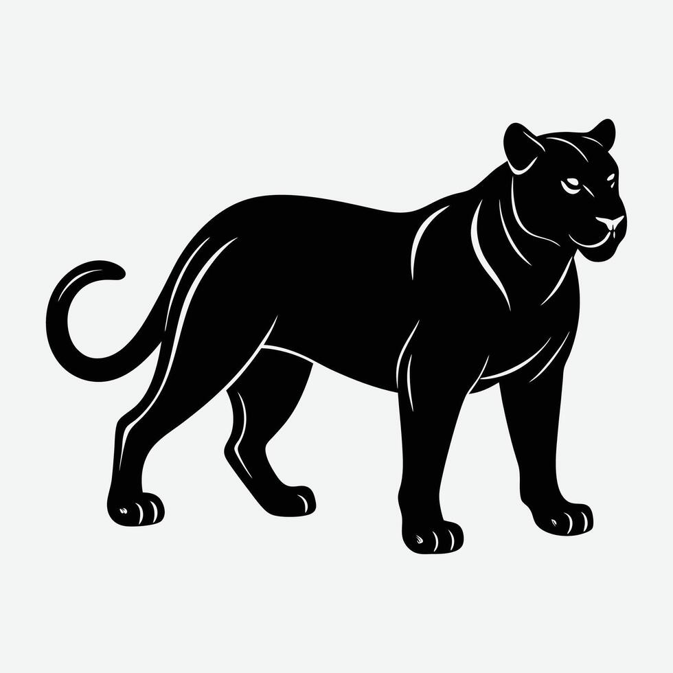 black panther silhouette on white background. vector