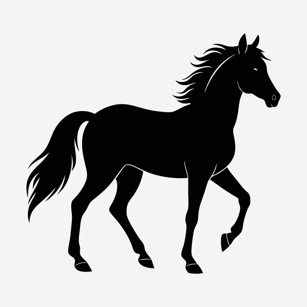 black silhouette of a horse on a white background vector