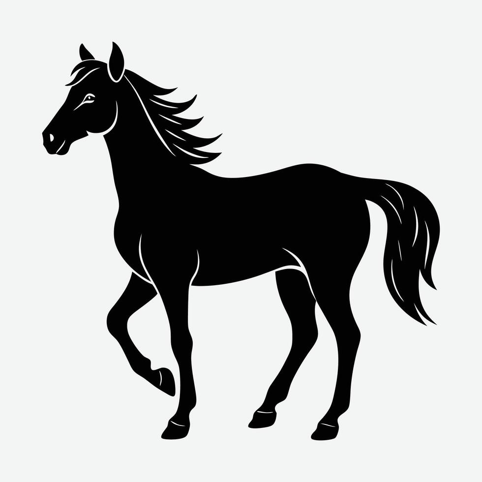 black silhouette of a horse on a white background. vector
