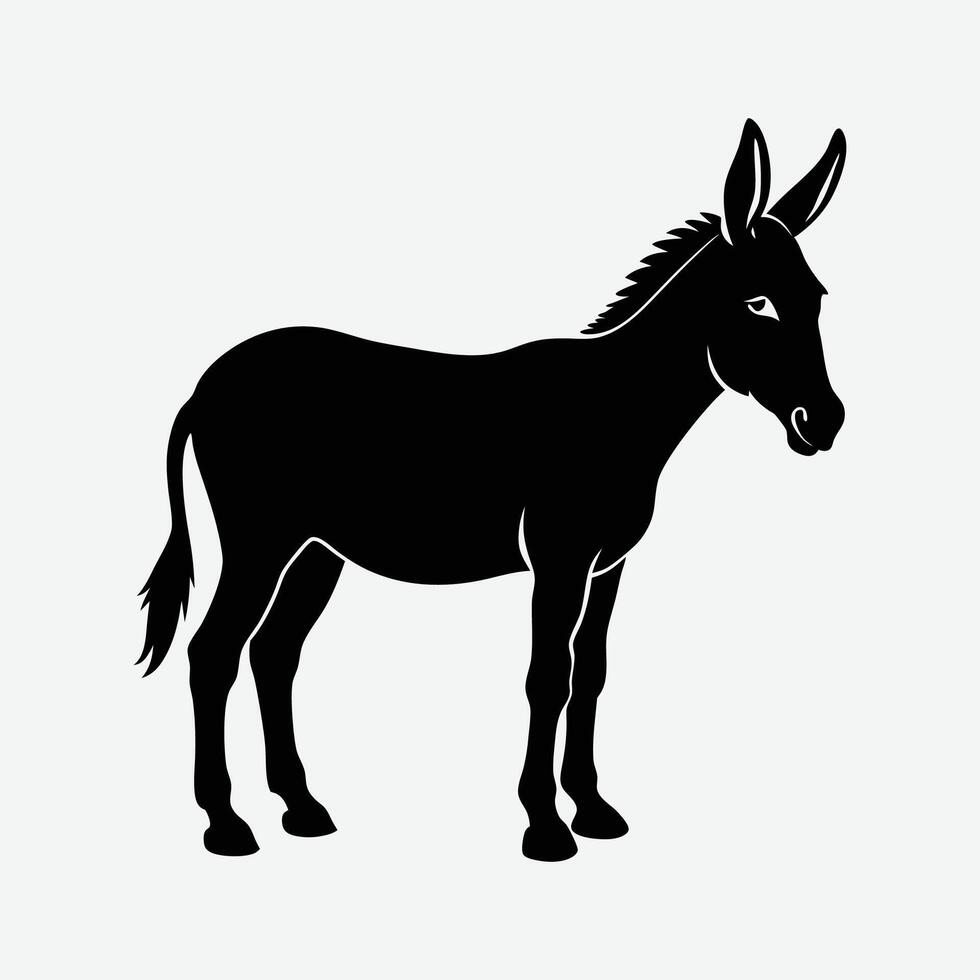 a donkey silhouette on a white background vector