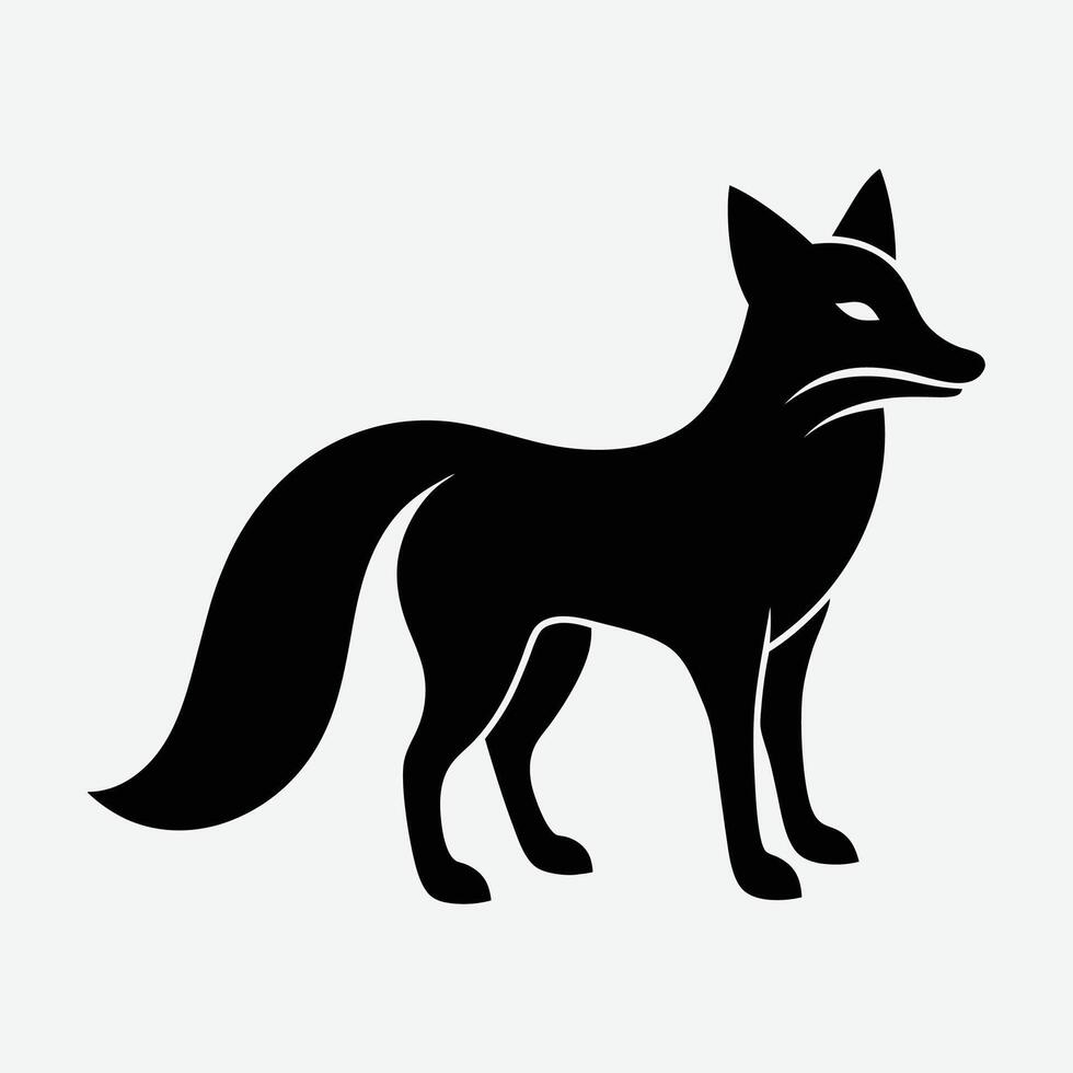 a black silhouette of a fox on a white background vector