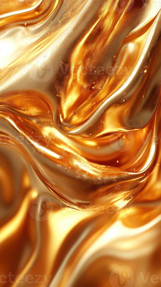Rich golden fabric flowing gently under soft light, creating a mesmerizing and luxurious effect photo