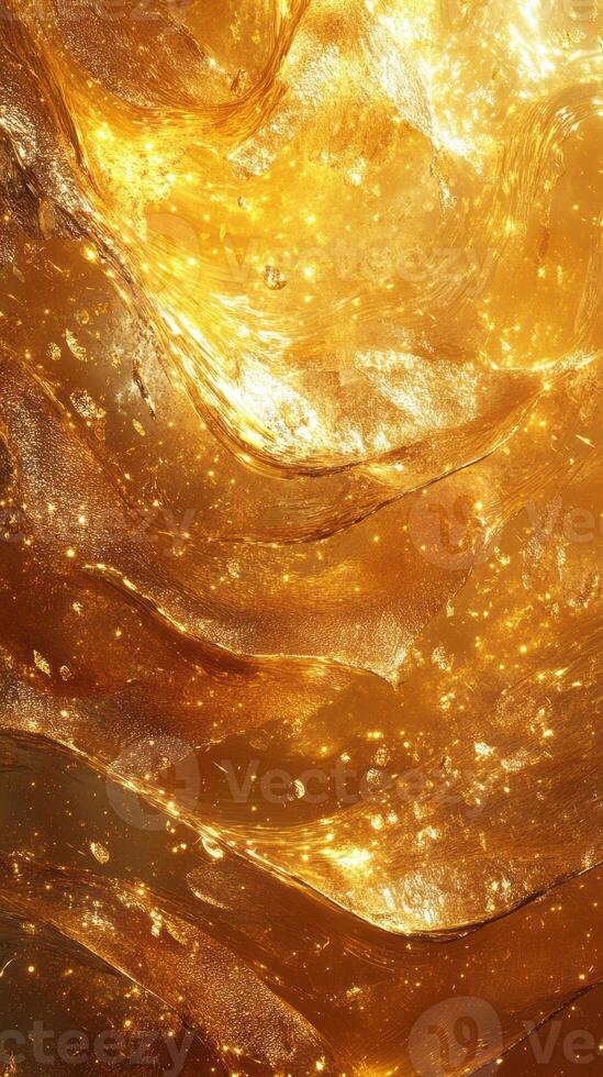 Vibrant golden texture flowing with shimmering reflections and light in an abstract composition photo