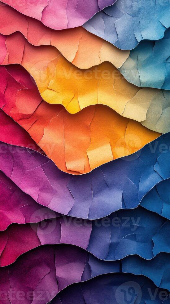 Colorful textured paper layers create a visually stunning abstract design inspired by nature and art photo