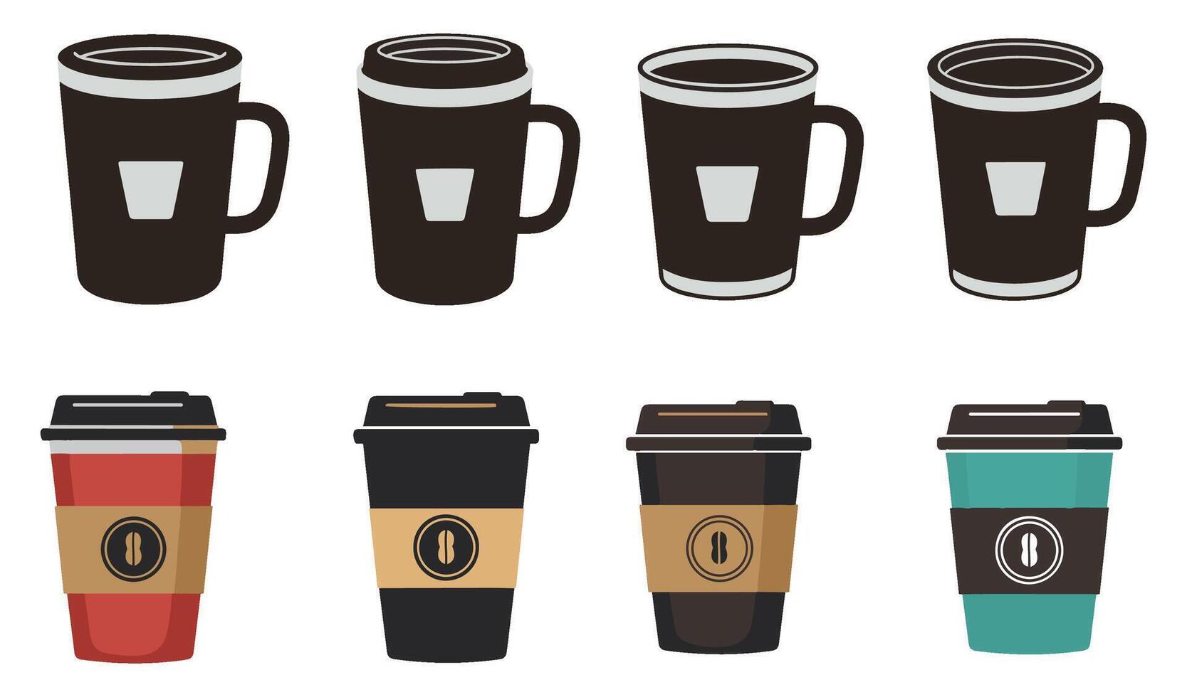 High-Quality Yeti Rumble Coffee Cup Set Illustration with a Collection of Reusable Tumblers and Coffee Cups Perfect for Merchandising and Packaging vector