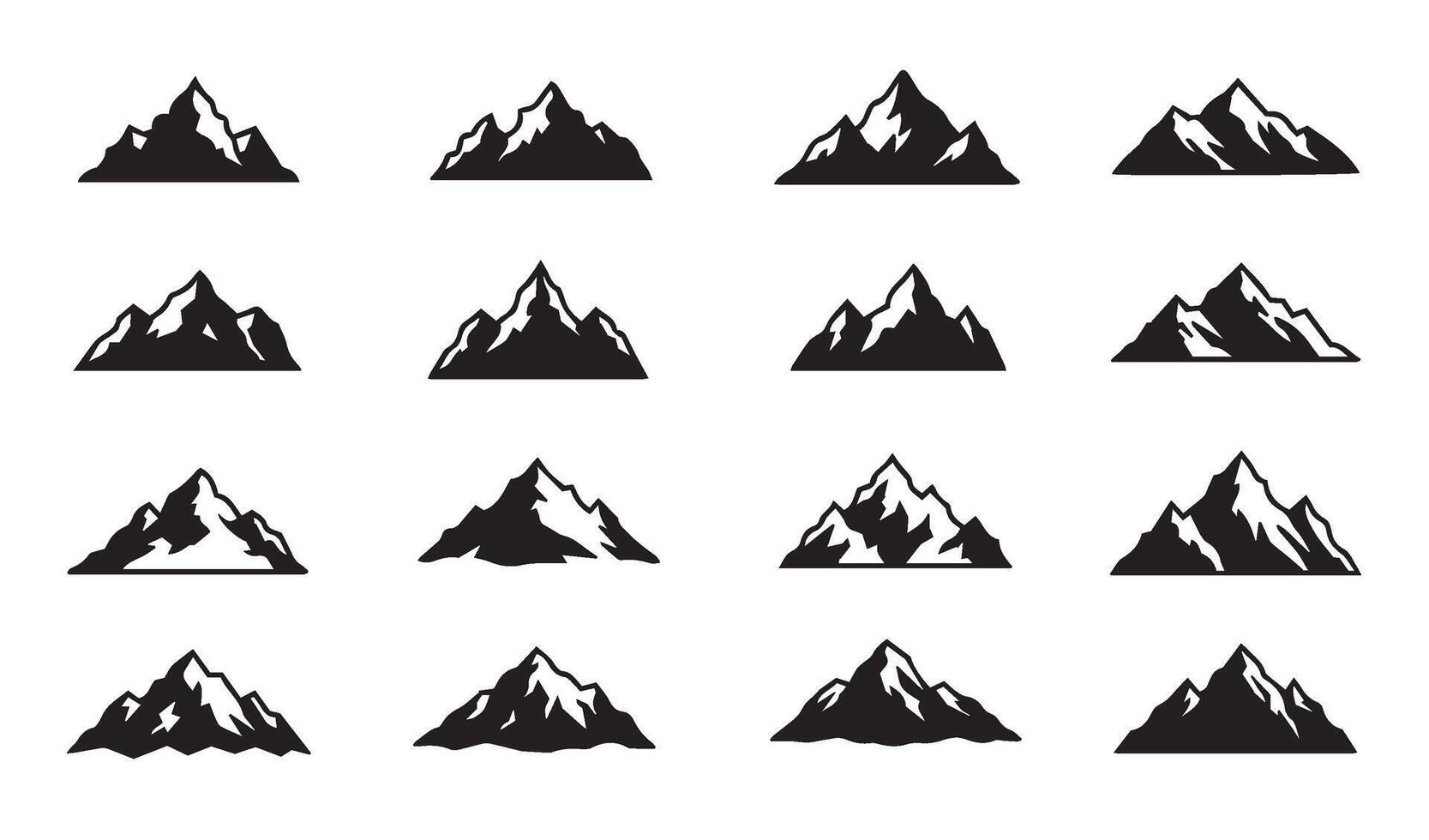 High-Quality Mountain Line Art Icon Silhouette Collection with Artistic and Realistic Ridge Designs for Graphic and Logo Use vector