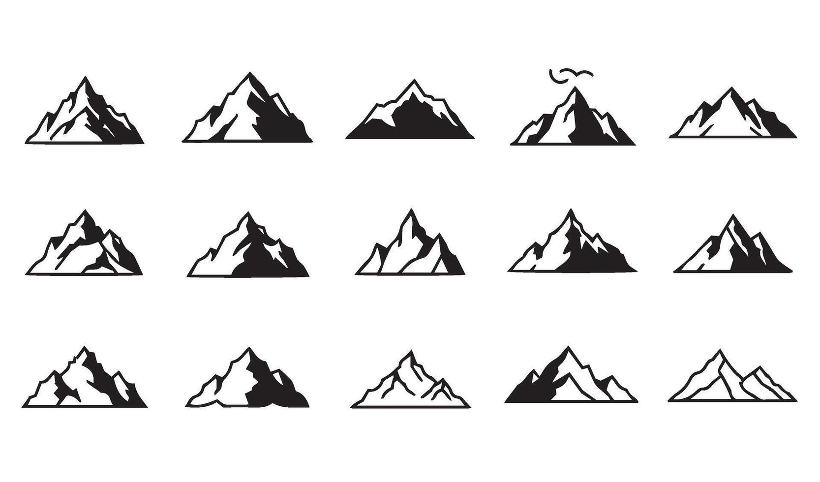 Aesthetic Mountain Line Art Icon Silhouette Featuring Minimalist and Decorative Elements for Eco-Friendly and Adventure-Themed Projects vector