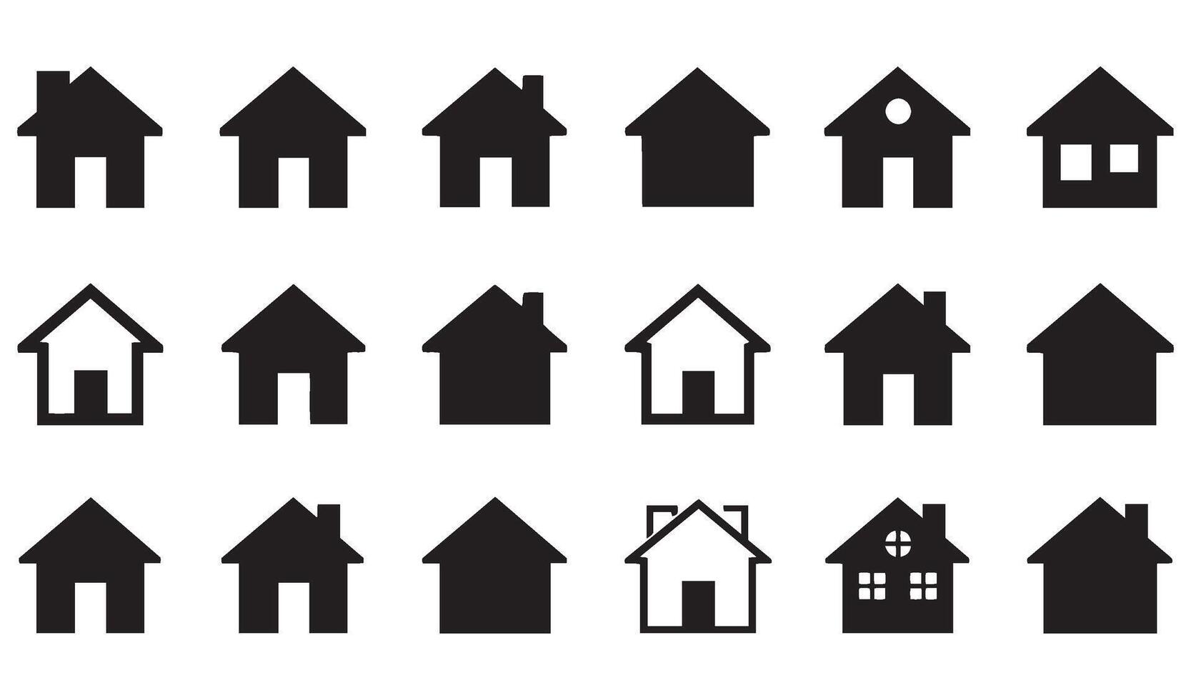 Stylish Home Icon Set Featuring Unique House Shapes for Real Estate Branding and Marketing vector
