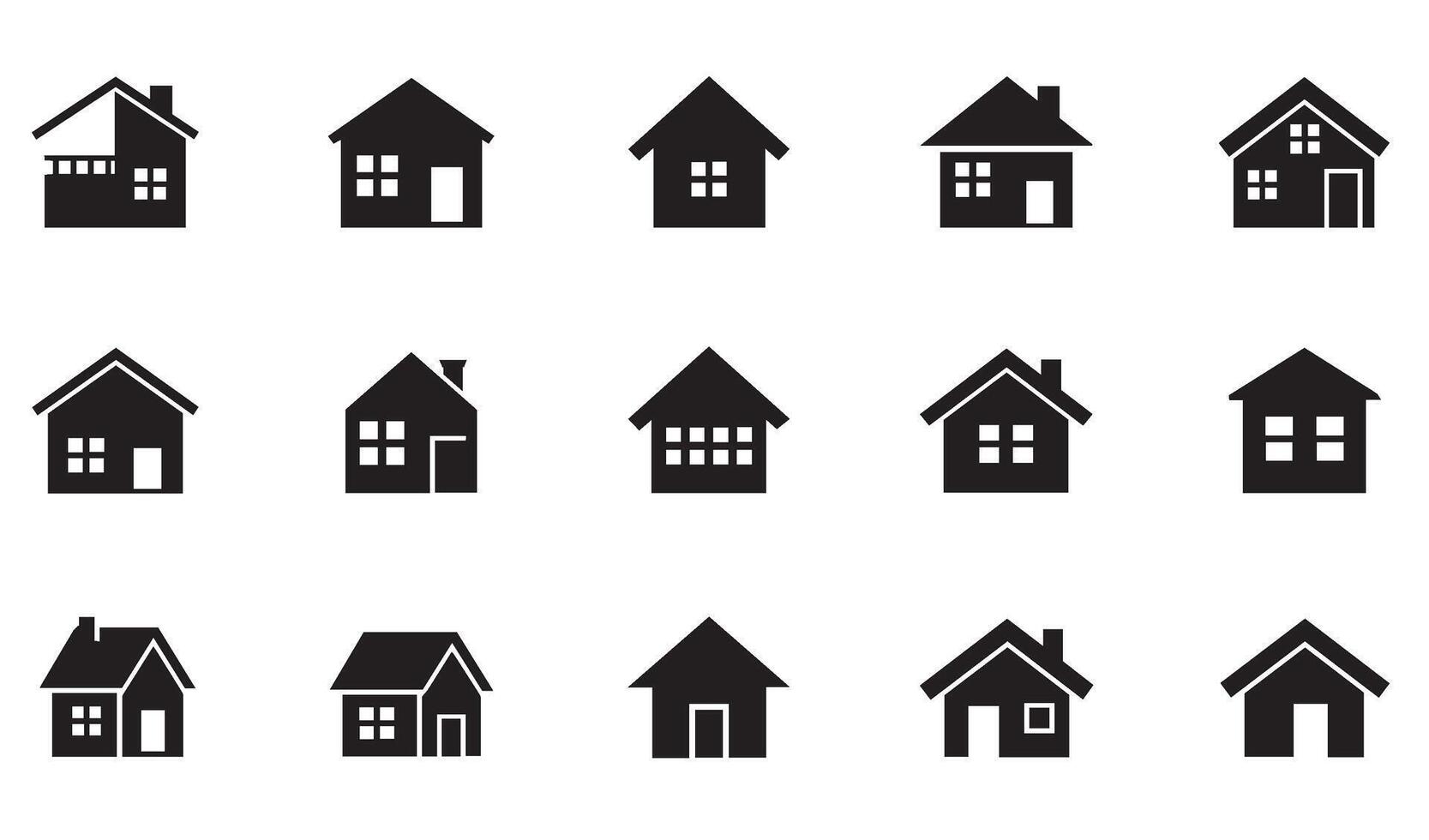 Real Estate Home Icon Set with Simple and Clean House Symbols for UI UX Applications vector