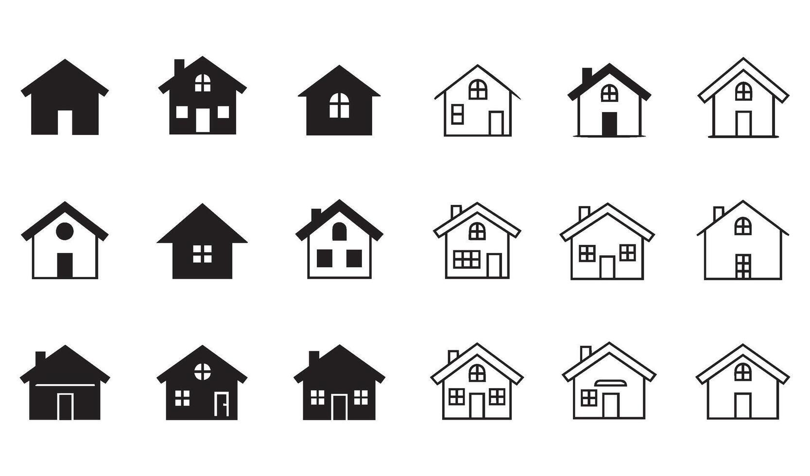 High-Quality Home Icon Set Featuring Various House Styles for Real Estate and Design Projects vector
