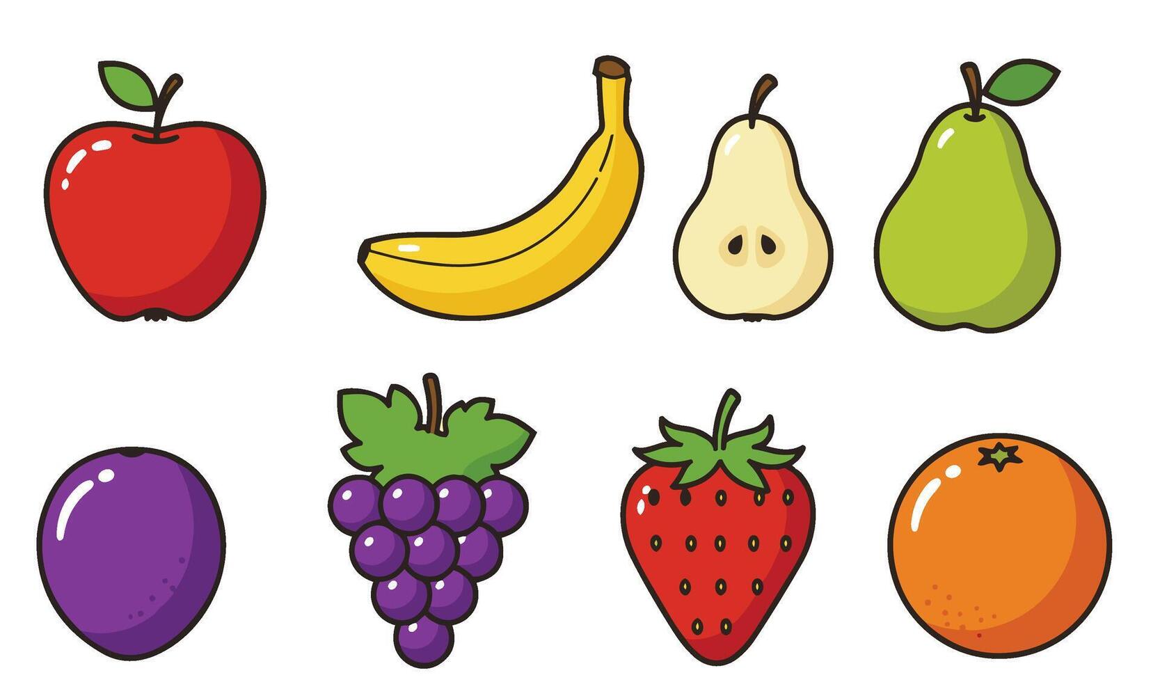 Tasty and Nutritious Fruit Collection Featuring Hand-Picked Fruit Icons for Food Industry and Marketing vector