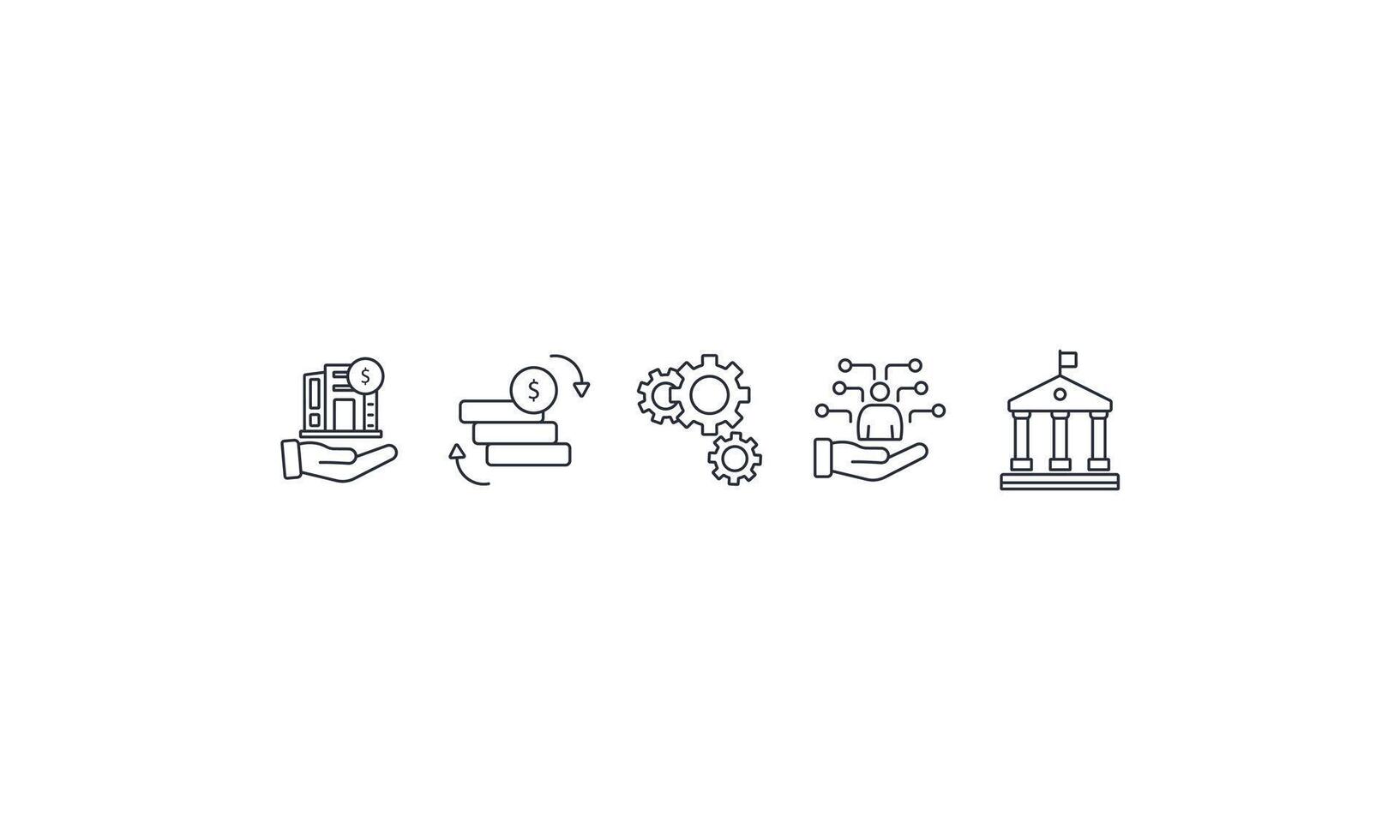 Asset management icons set isolated on White Background Flat style design vector