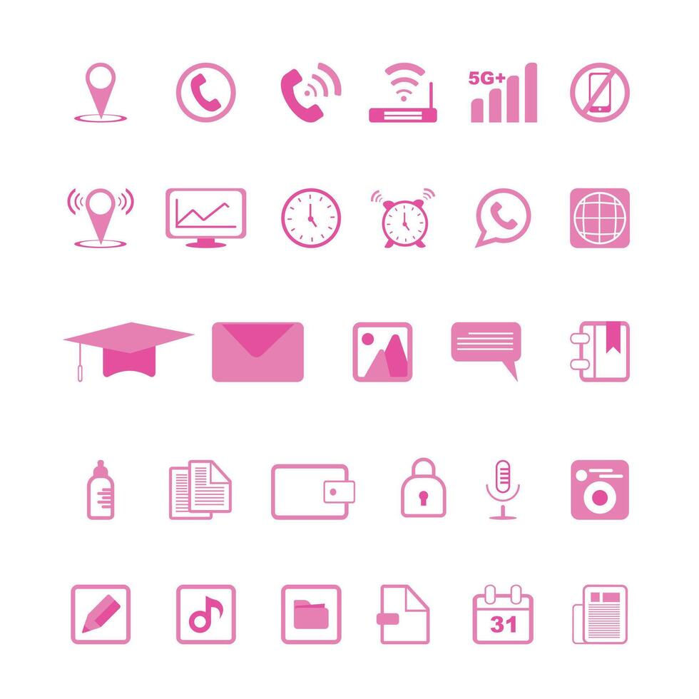 Pink Web Design Icon Set vector