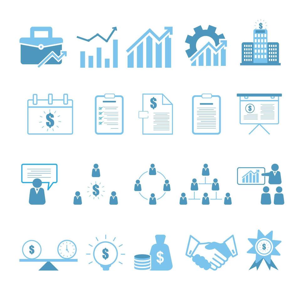 Blue Business Icon Set for Graphic Design vector