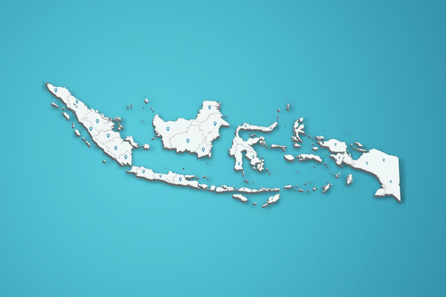 Indonesia 3D map illustration with province map pin on isolated background vector