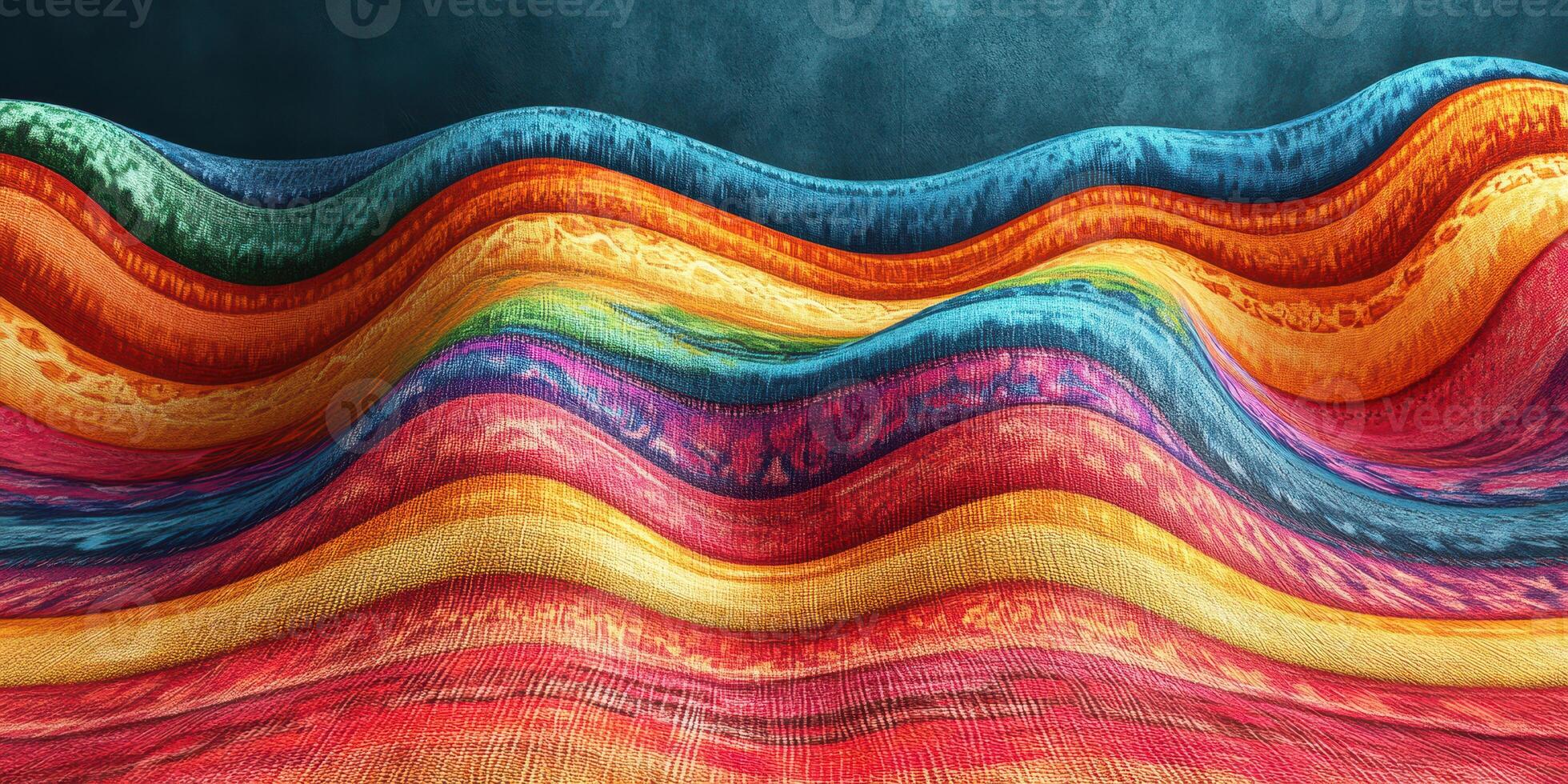 Colorful waves of fabric showcase vibrant patterns and textures in a textile design display photo