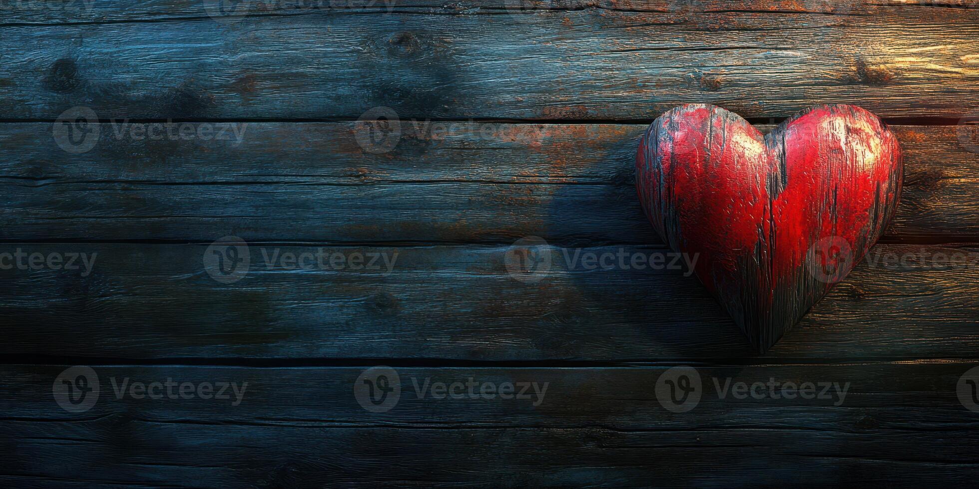 Decorative red heart shape on rustic wooden background creating a warm and inviting atmosphere in the decor setting photo
