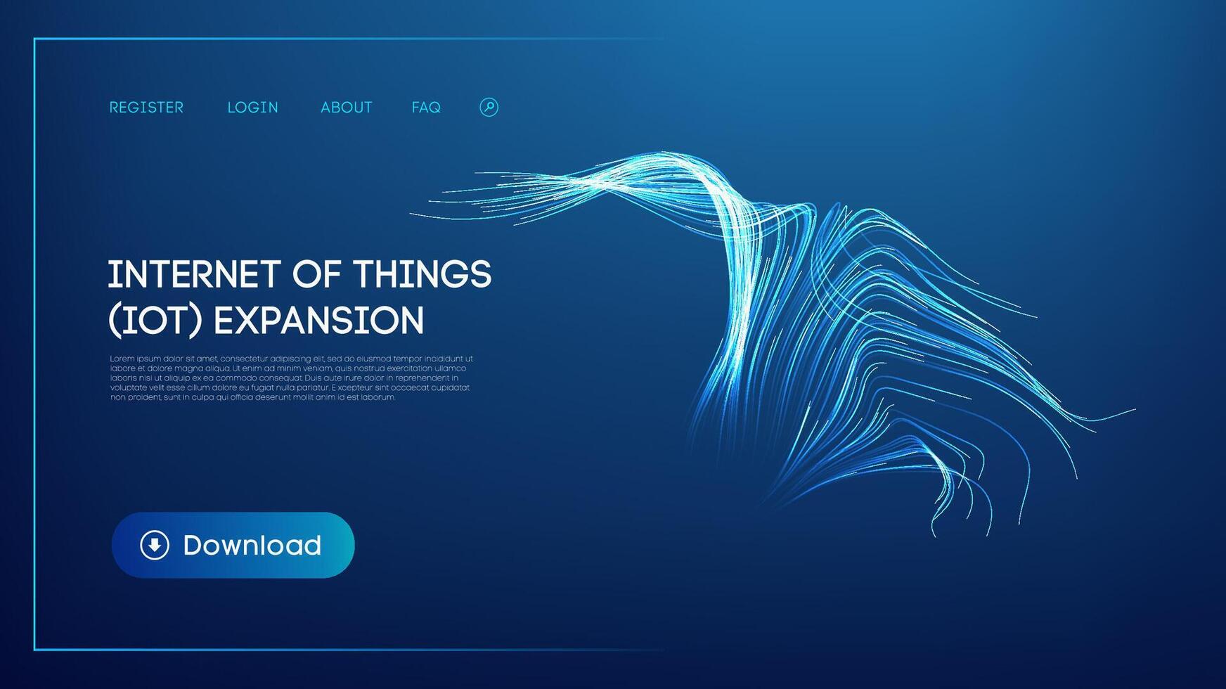 Glowing abstract blue lines illustrating the Internet of Things , IoT expansion vector