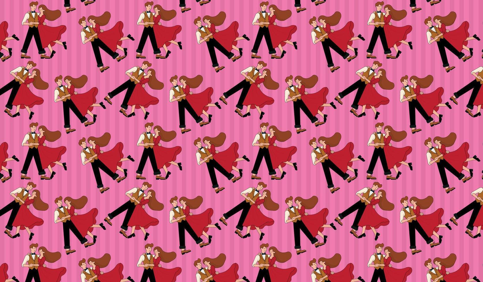 Loving couple, dancing, pattern for designer backgrounds, repeat, background in pink tones, vector