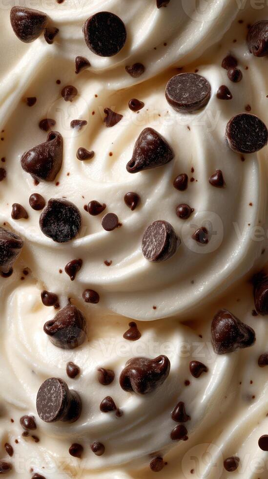 Whipped cream topped with chocolate chips creates a delightful dessert experience photo
