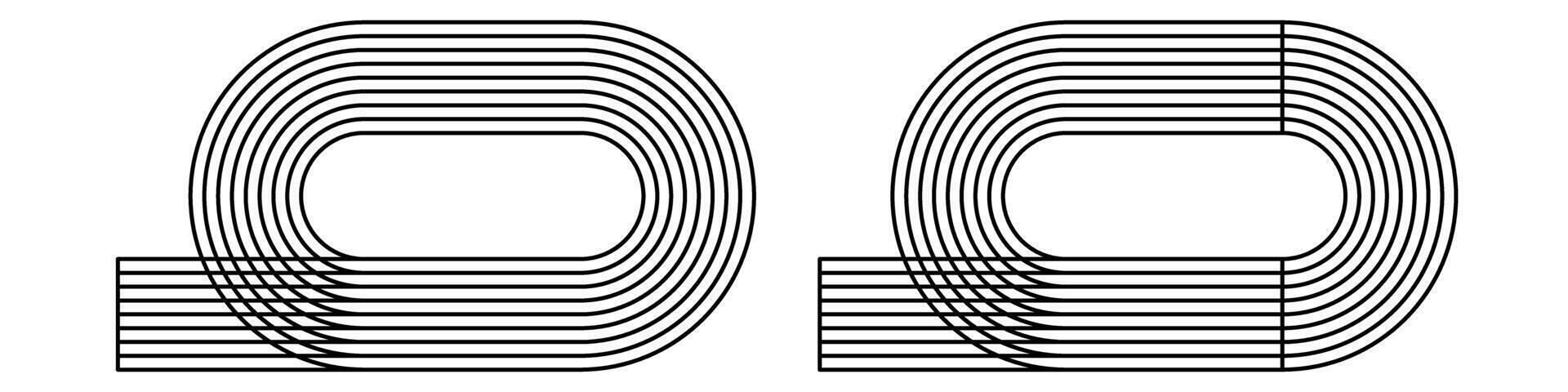 Running track icons line set vector