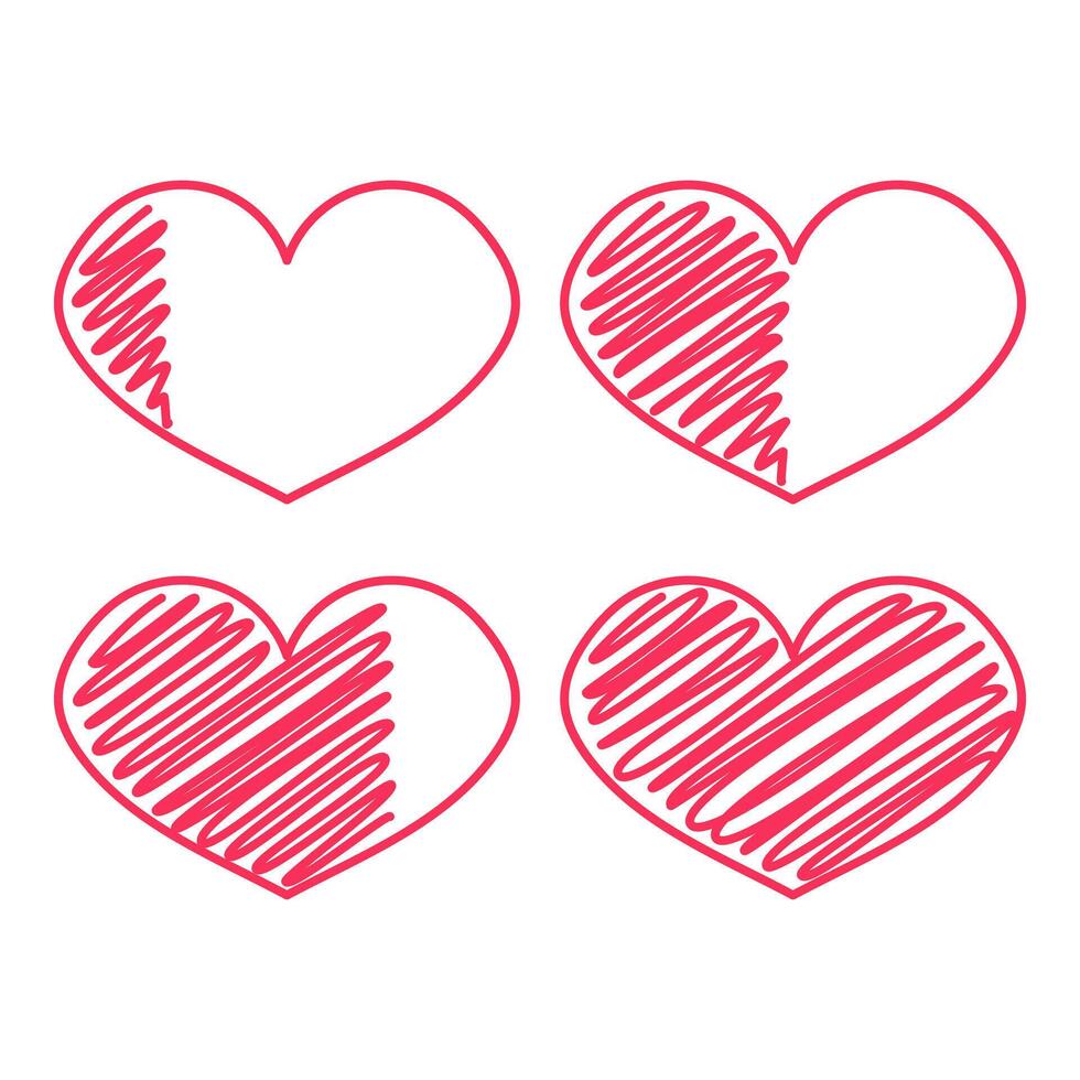 Hand Drawn Heart Set, illustration vector