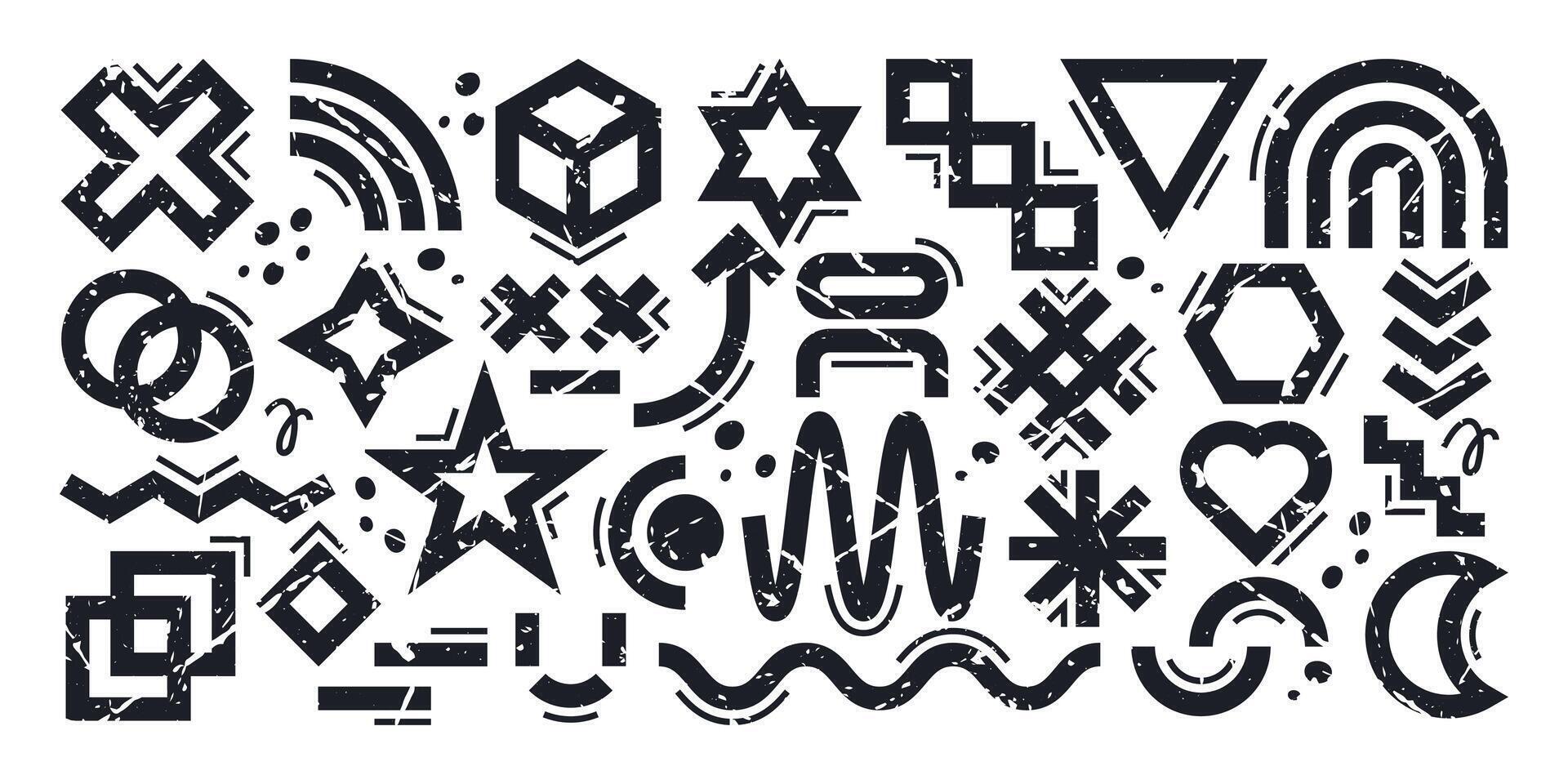 Hand drawn geometric symbols. illustration vector