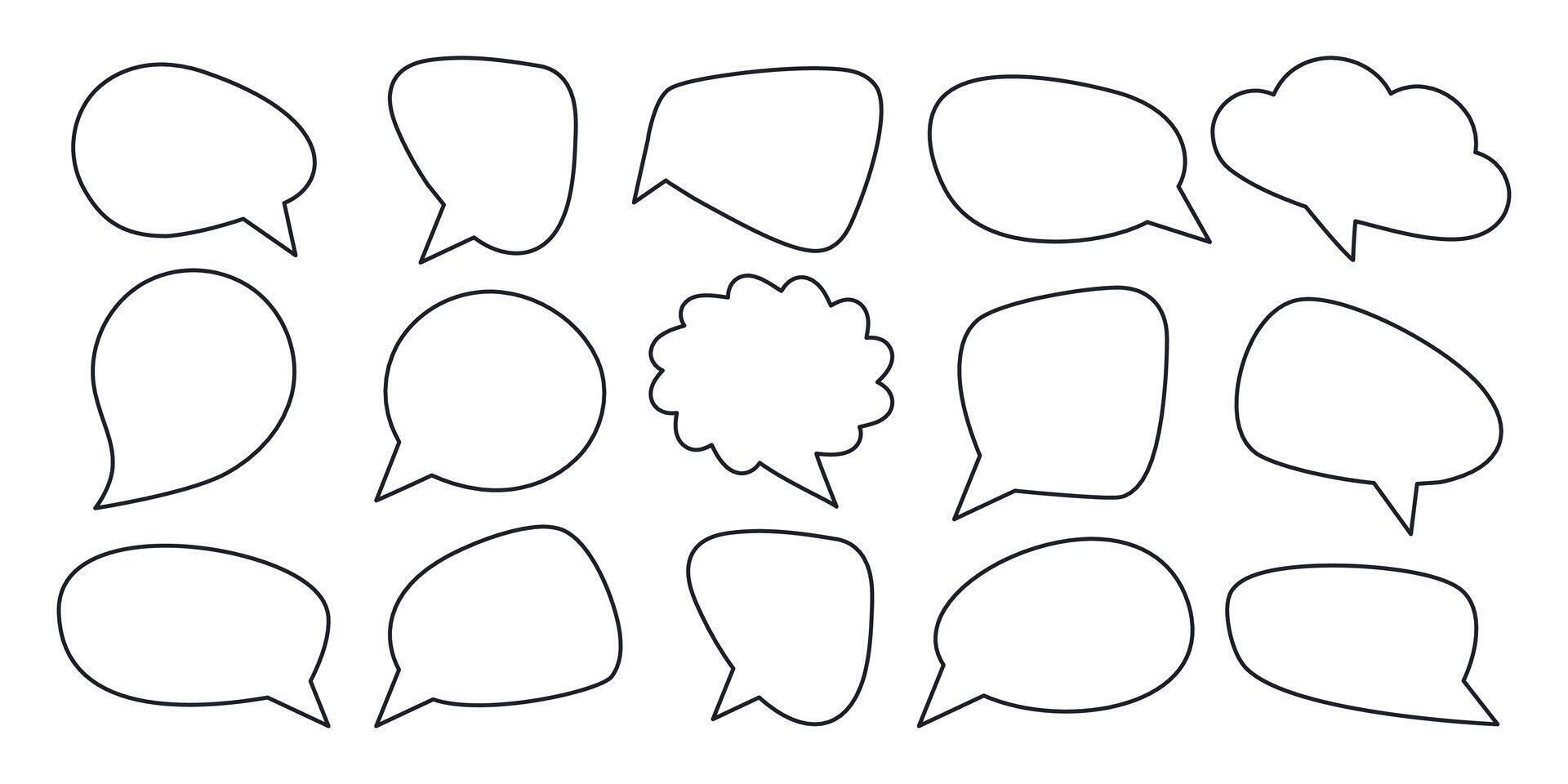 Set of comic style speech bubbles outlines illustration vector