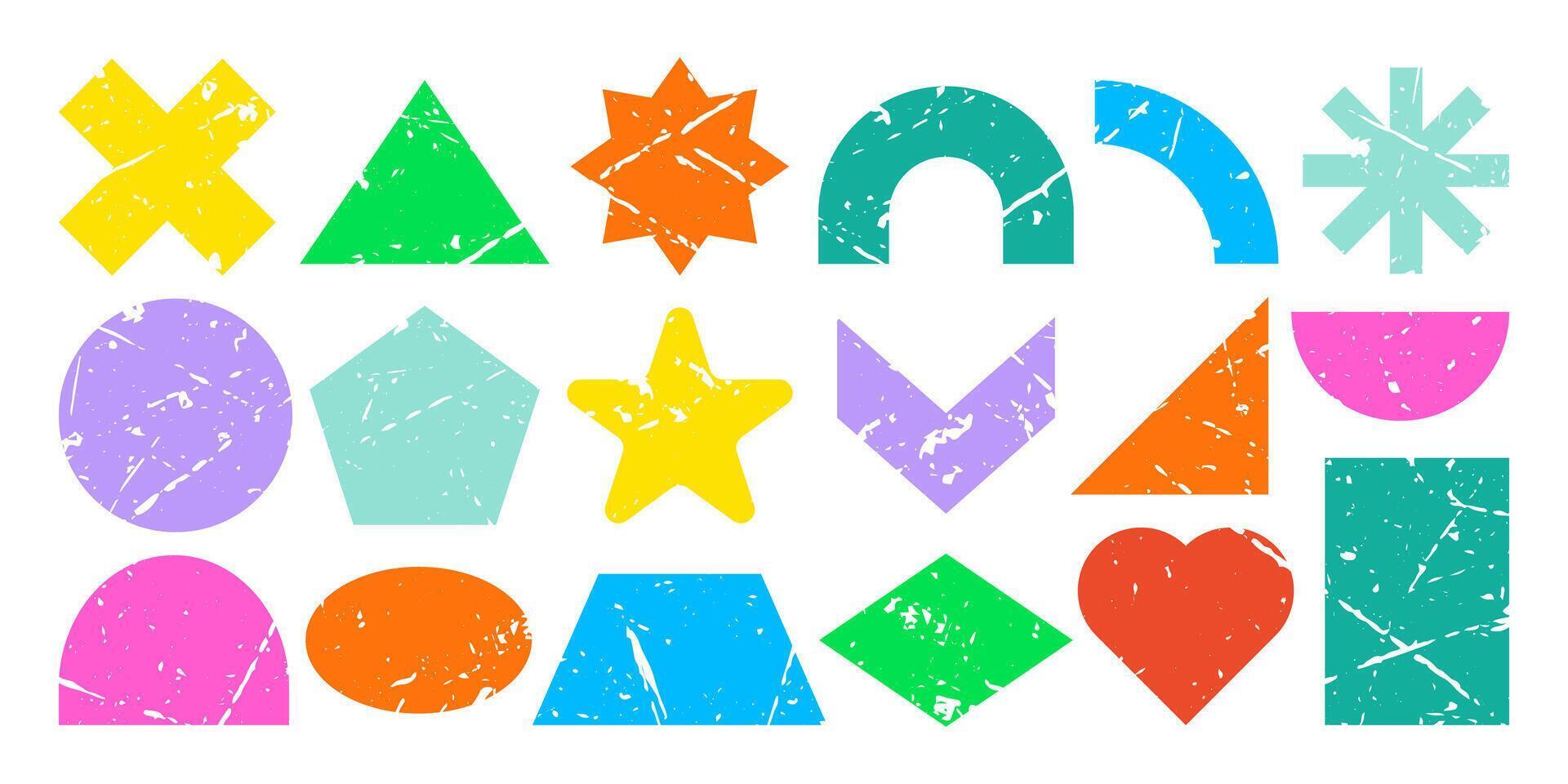 Grunge Geometric Shapes Set Colorful Abstract Elements vector