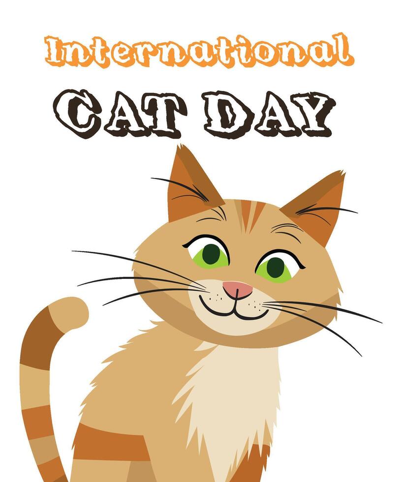 Hand drawn international cat day background with cats vector
