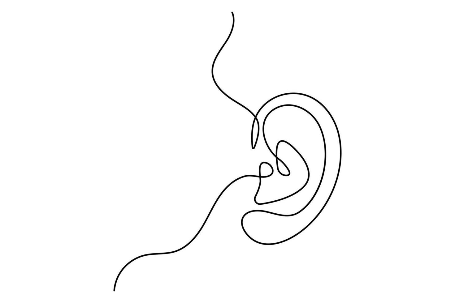 Illustration continuous human ear one line drawing vector
