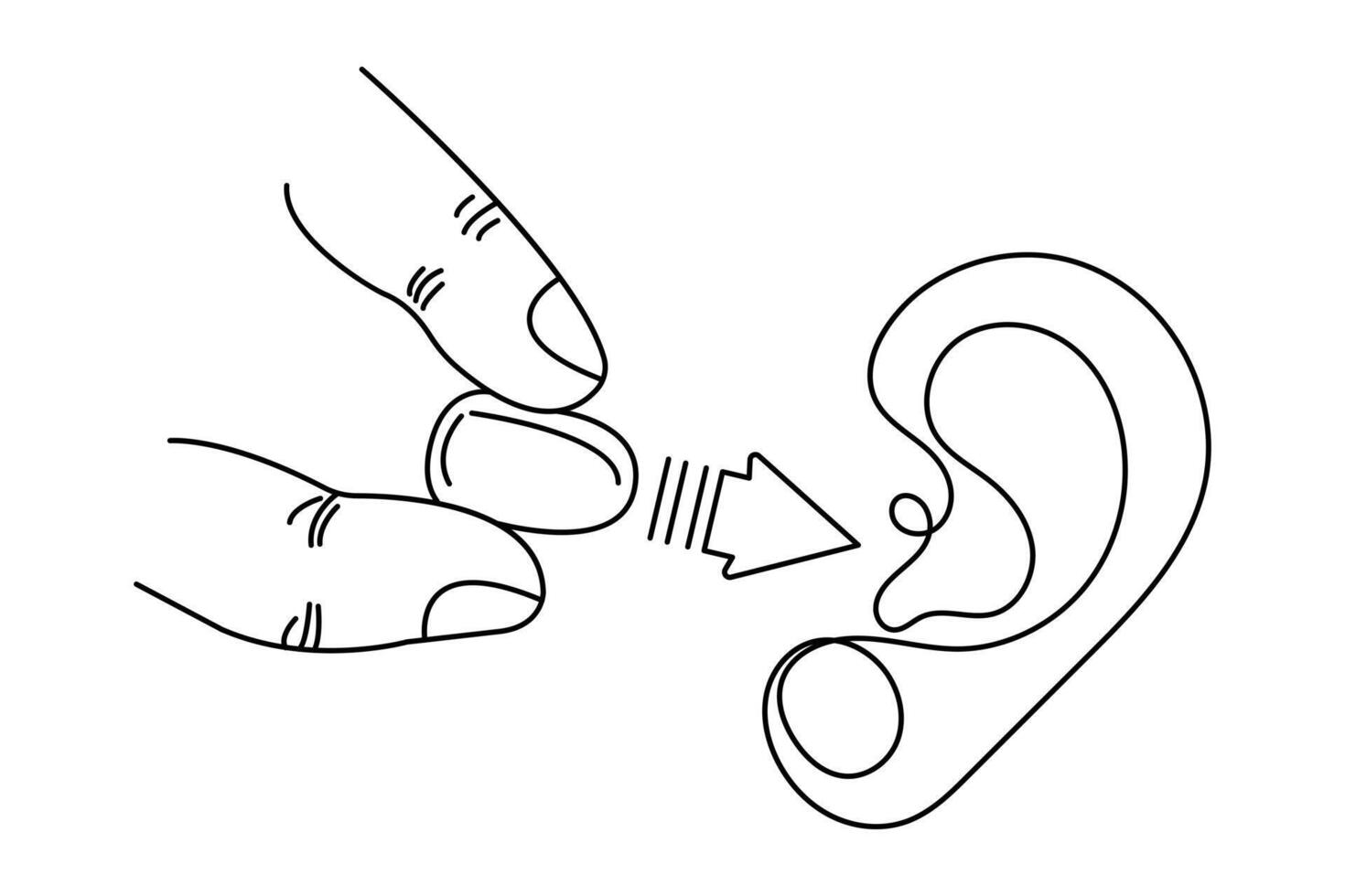 Human ear single line art drawing continuous isolated on white minimalist style vector