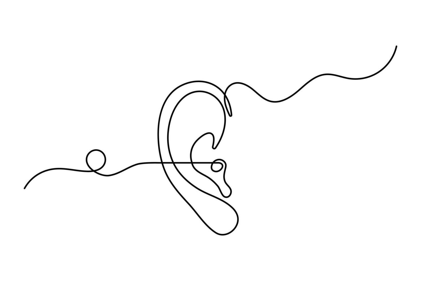 Illustration continuous human ear single line art drawing vector