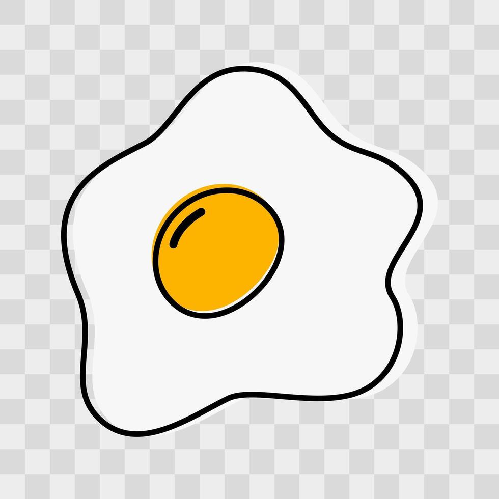 Freehand Fried egg Dark stroke and fill not alone contour Doodle Sticker Icon Egg Day design element. Isolated illustration Culinary food poster, menu card or web promo materials, price, labels vector